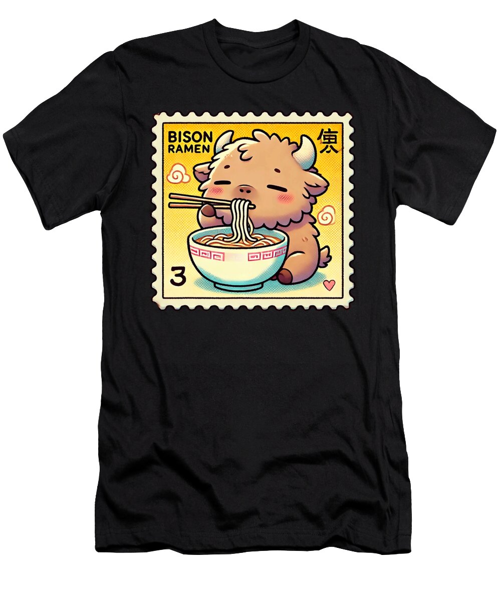 Pop Japanese Art Postage Stamp Noodles Cute Gift Maisie Jackson T-Shirt