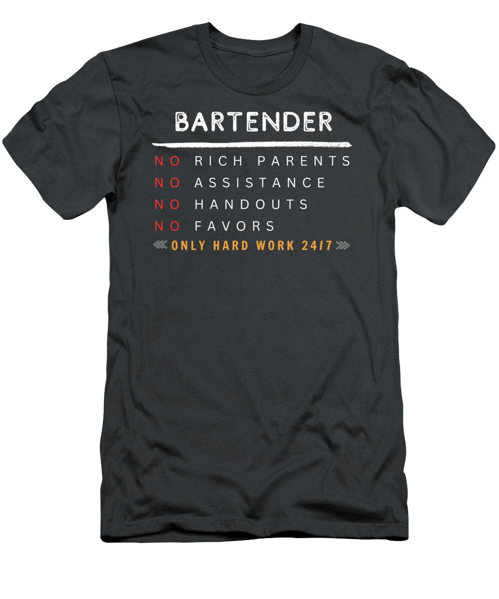 Pour Decisions Mix Dedication Funny Bartender No Rich Parents Just Shake and Grit Bartender Grit T-Shirt