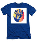 Power Lineman Electric Post Waving Oval Woodcut Aloysius Patrimonio T-Shirt
