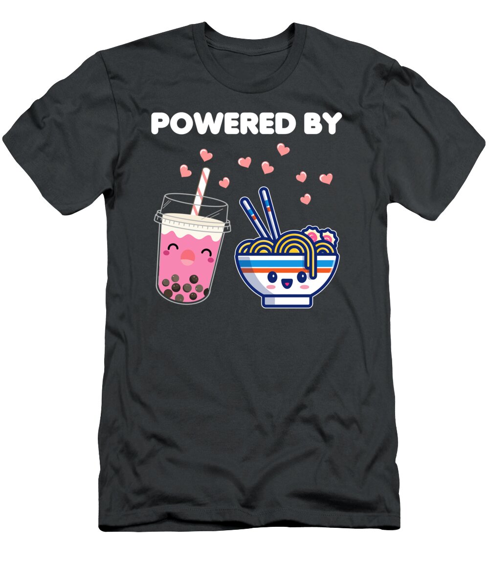 Powered By Ramen Boba Bubble Milk Tea Drink Lover Gift Women for Christmas Present Coenki Georg T-Shirt