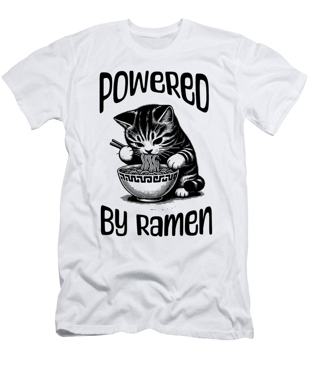 Powered By Ramen Kitten Fun Japanese Ramen Cat Zyneu Gangd T-Shirt