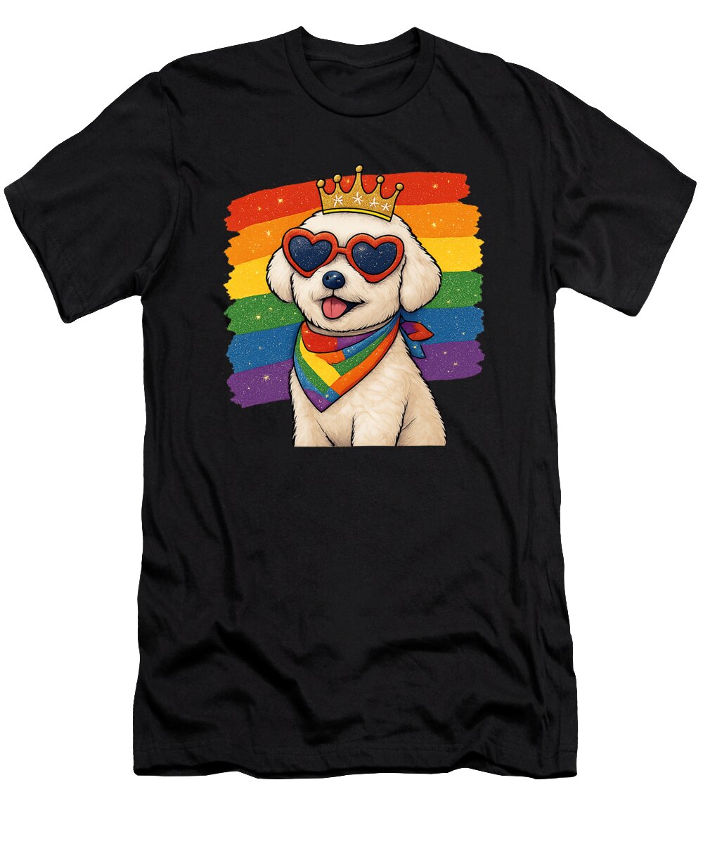 Pride Bichon Dog with Crown Lgbtq Rainbow for Studi Alex T-Shirt