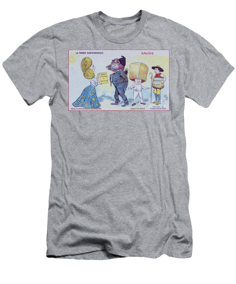 Promotional and Educational Card for Children Depicting Food Specialities of the Savoie Region Circa 1910 French School T-Shirt