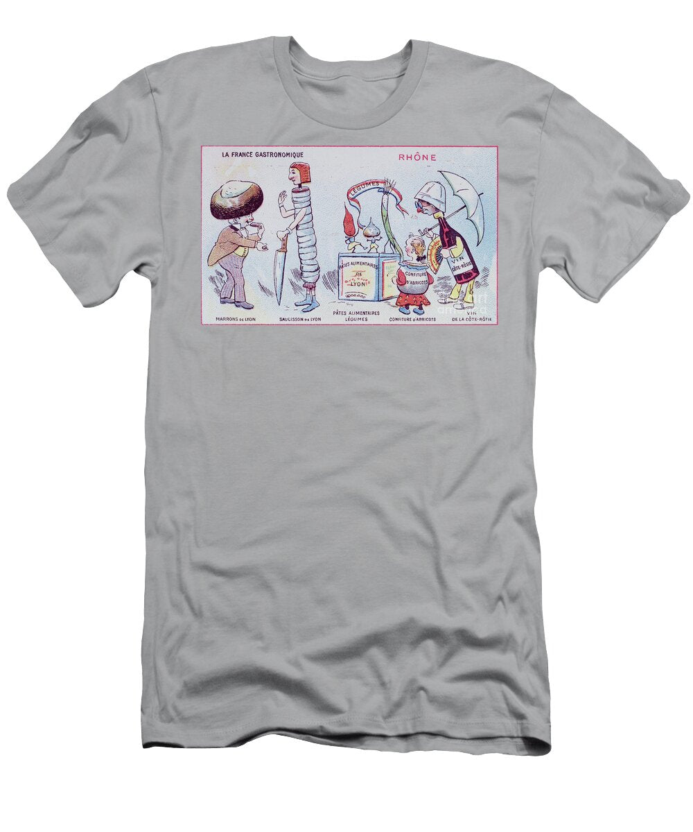Promotional and Educational Card for Children of Food Specialities of the Rhone Region Circa 1900 French School T-Shirt
