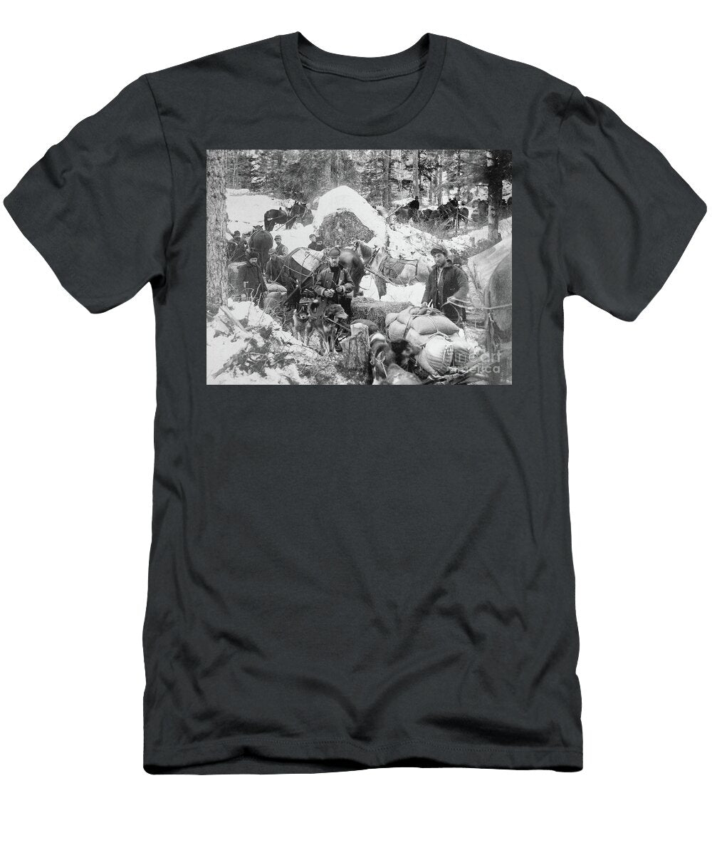 Prospectors Ascending Porcupine Hill on the Skagway Trail Alaska During the Klondike Gold Rush Eric a Hegg T-Shirt