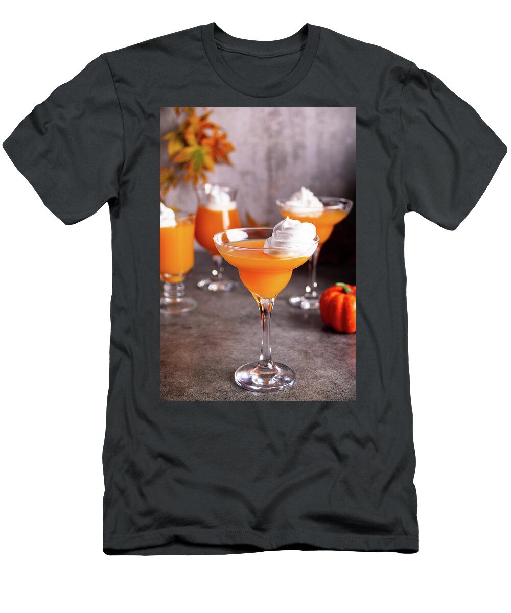 Pumpkin Fall Seasonal Drink Cocktail Latte with Spices and Whipp Cocktails T-Shirt