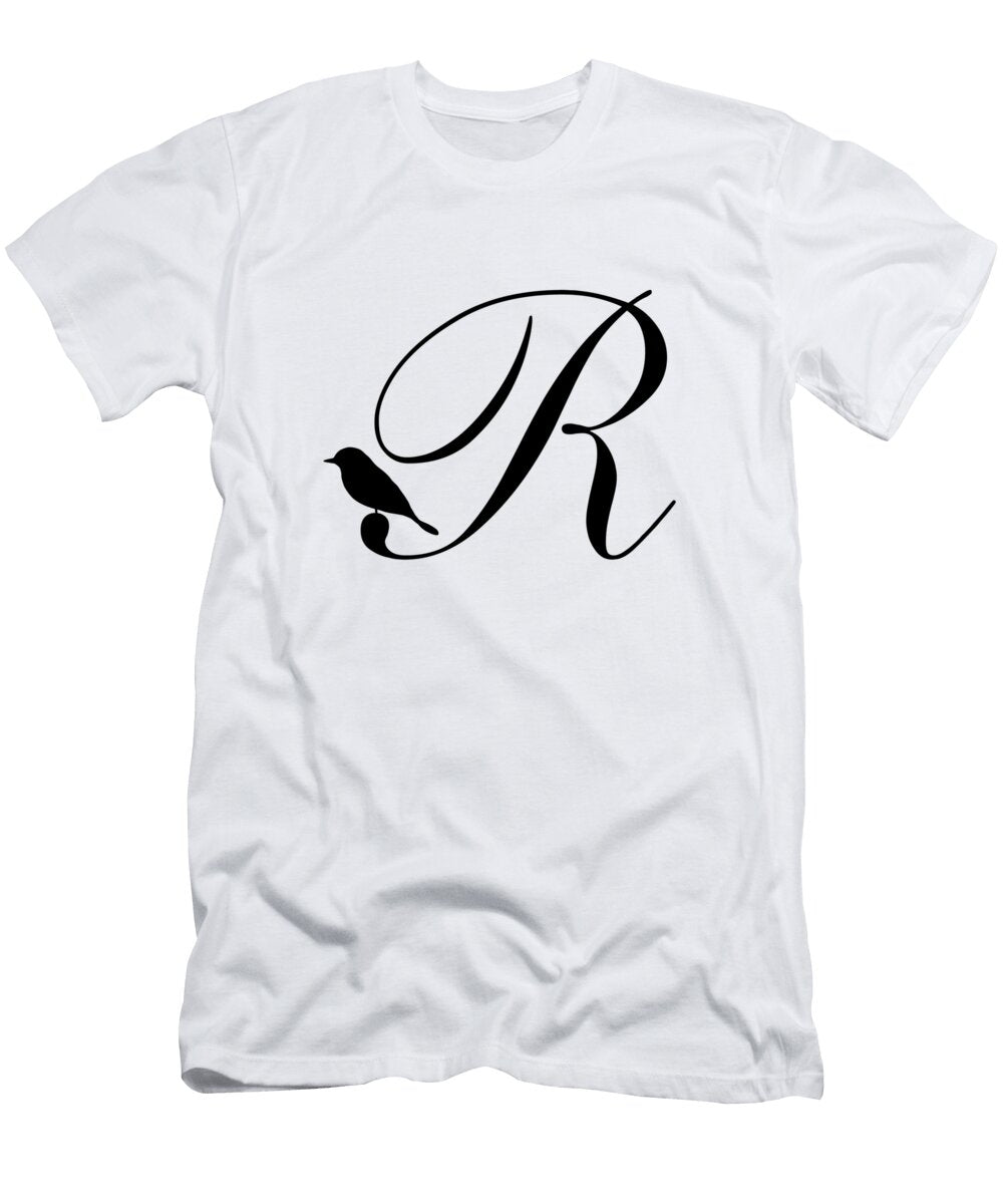 R in Black Bird and Script Custom Home Fashions T-Shirt