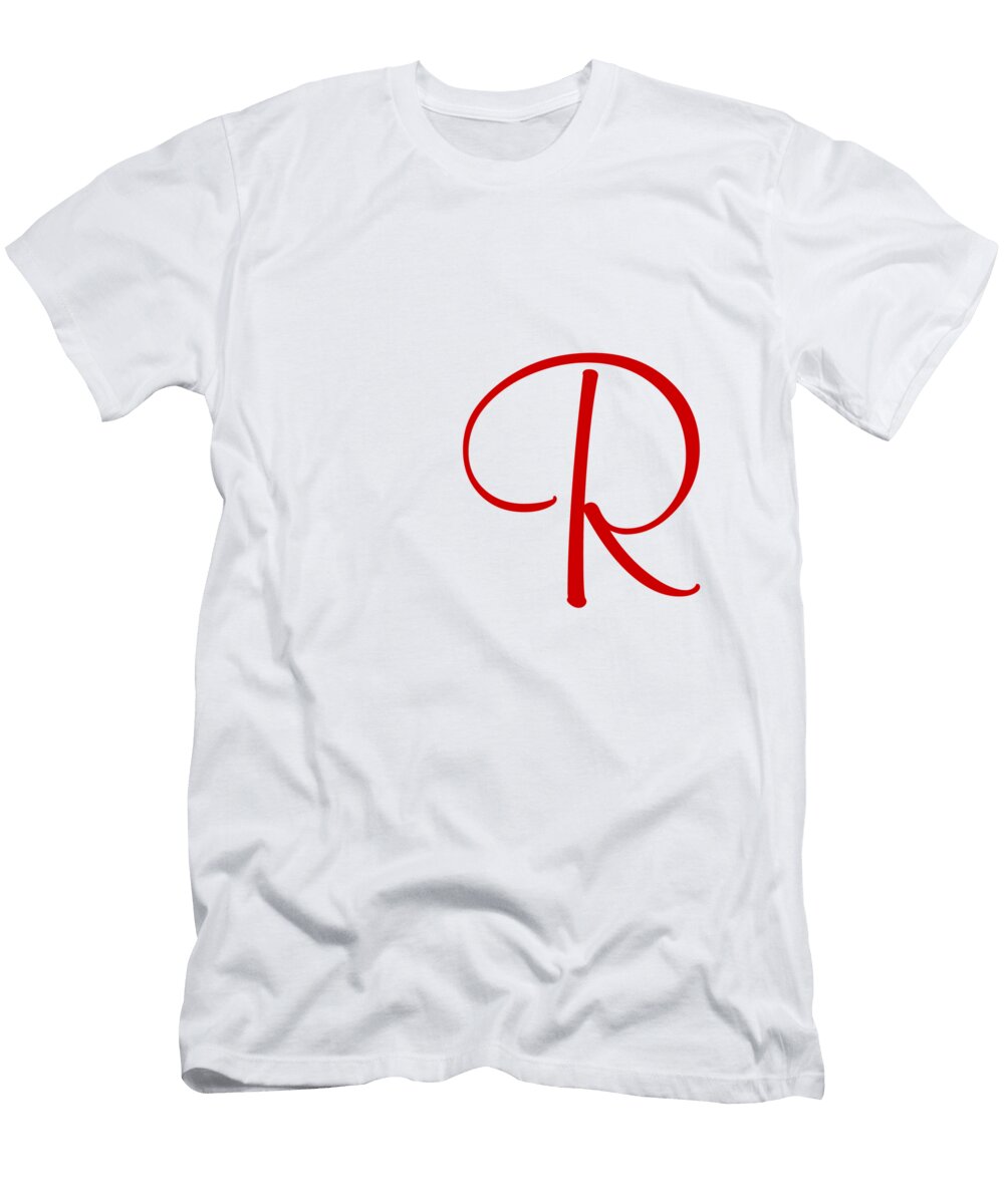 R in Red Simple Script Custom Home Fashions T-Shirt