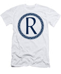 R Surrounded By Fret Wreath Oxford Blue Custom Home Fashions T-Shirt