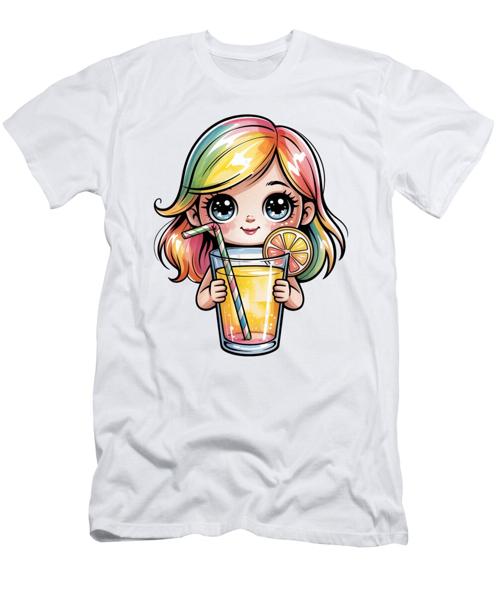 Rainbow Haired Girl with Lemonade Joanna Redesiuk T-Shirt