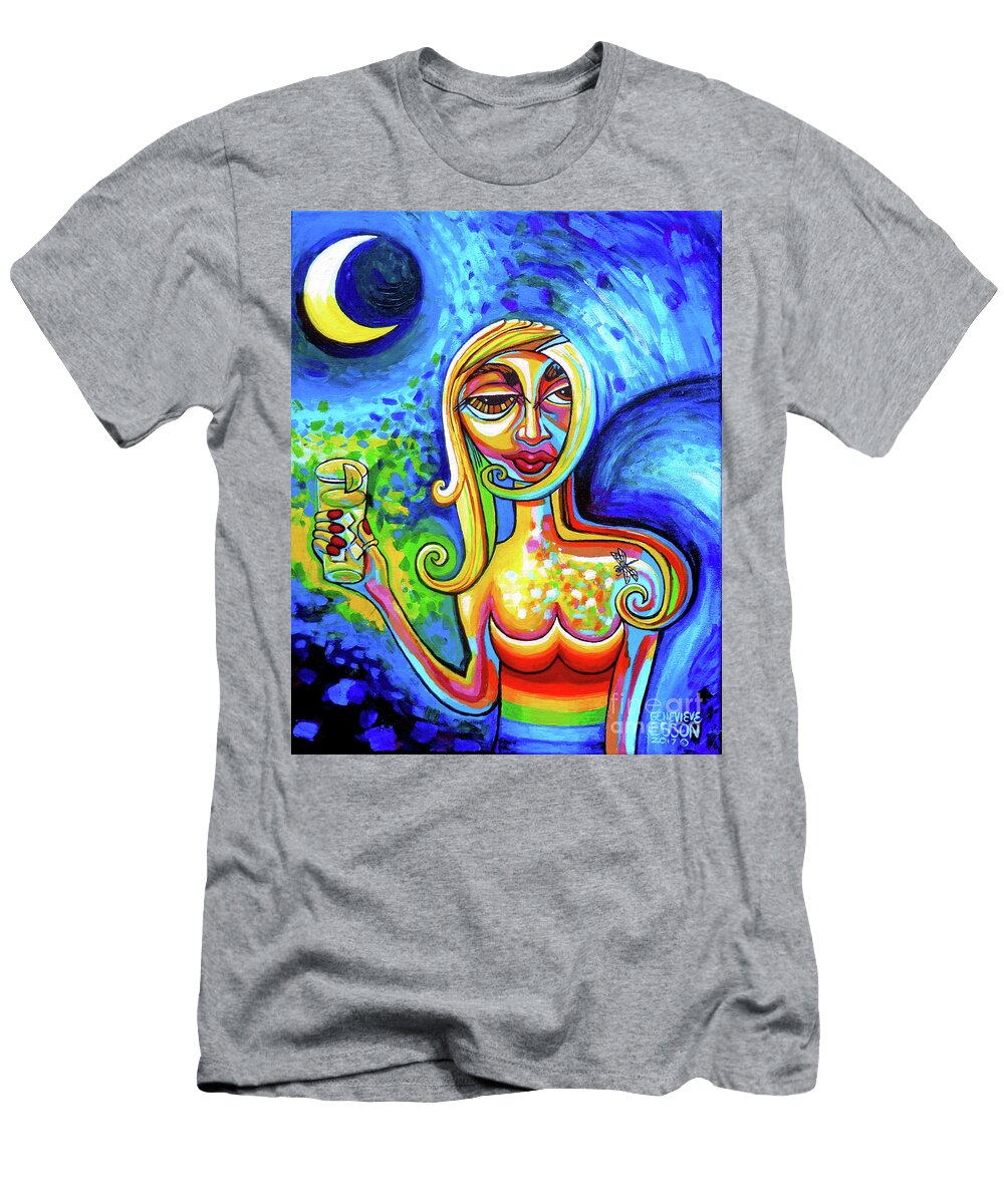 Rainbow Woman with a Crescent Moon Genevieve Esson T-Shirt