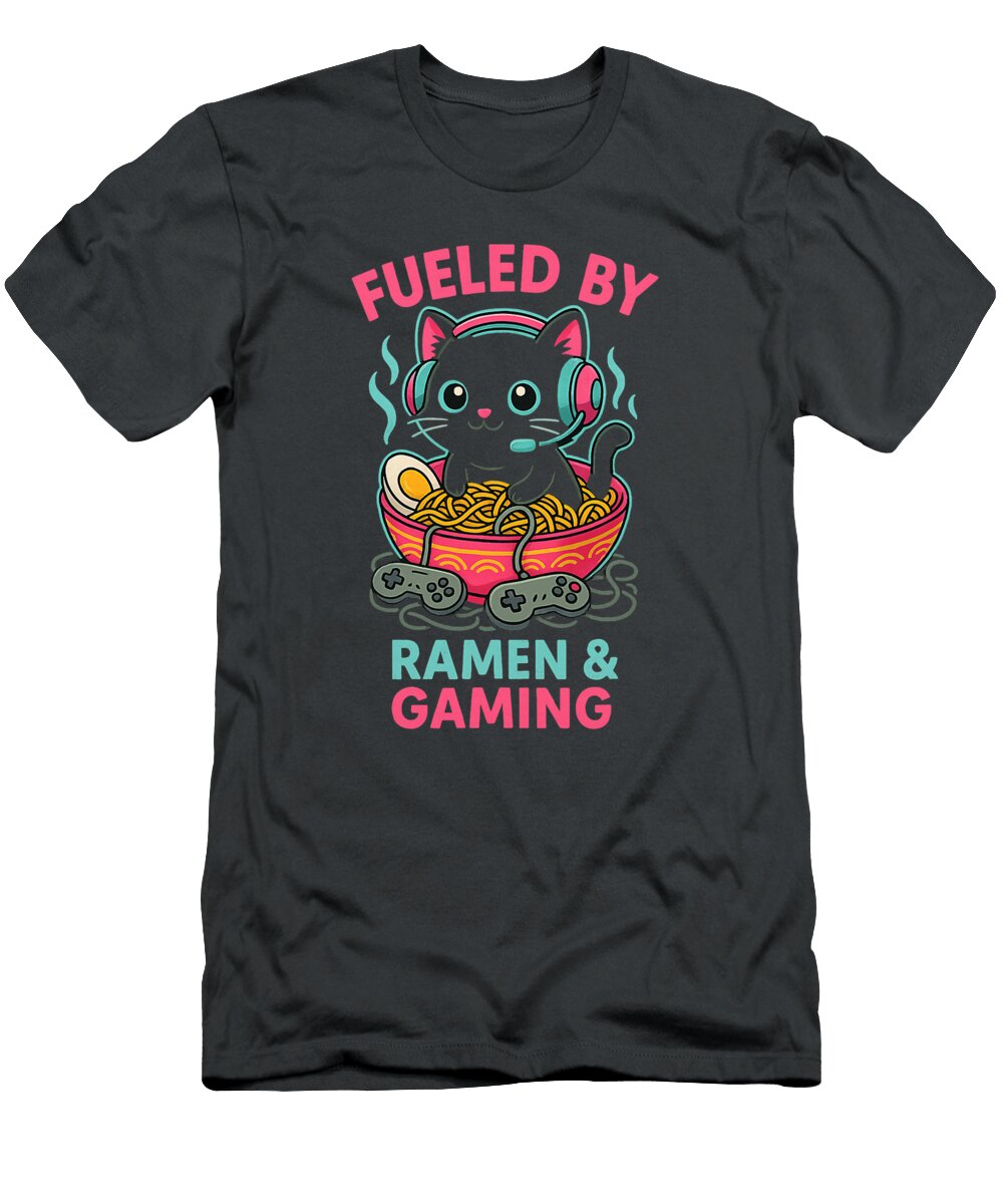 Ramen and Gaming Cat Anime Gamer Zyneu Gangd T-Shirt