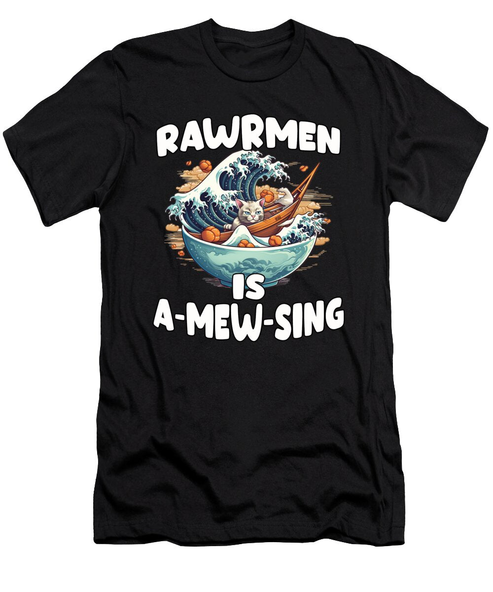Ramen and Kanagawa Wave for Cat Fans Otakus Benjamin Burkert T-Shirt