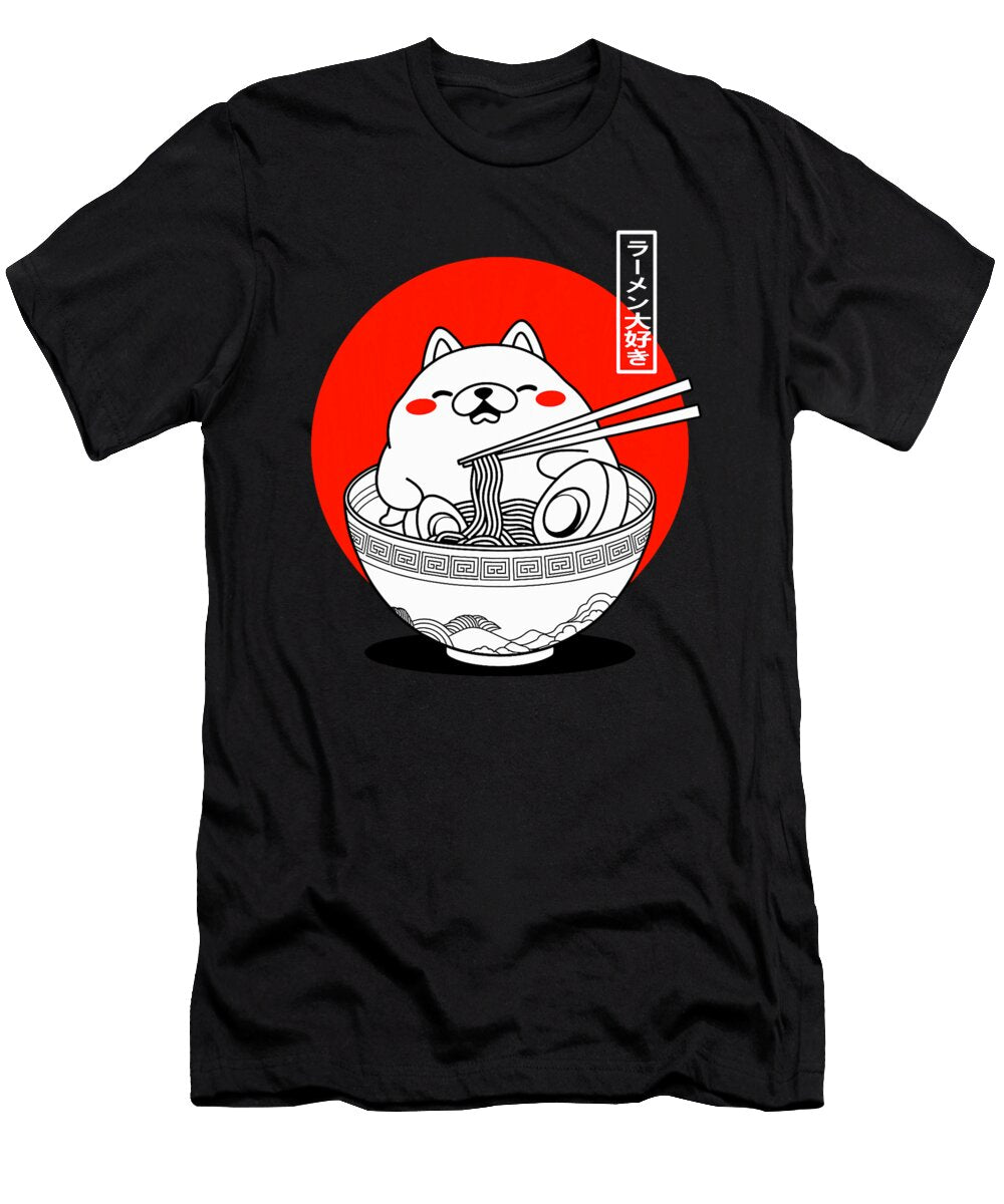 Ramen Bowl Dog Enjoying Japanese Noodles Zyneu Gangd T-Shirt