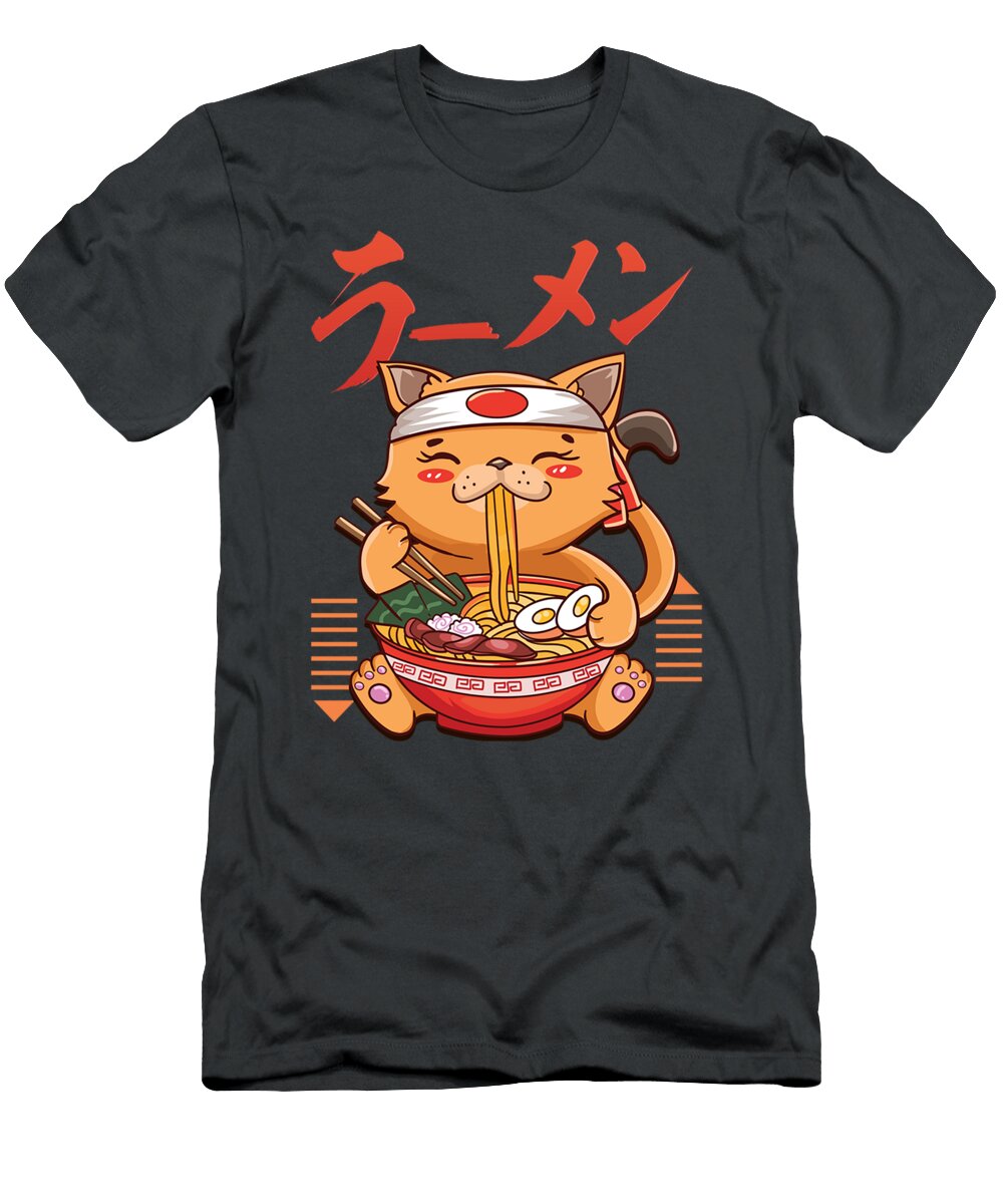 Ramen Cat Japanese Anime Cute Kawaii Lucky Cat Seeleu Junip T-Shirt
