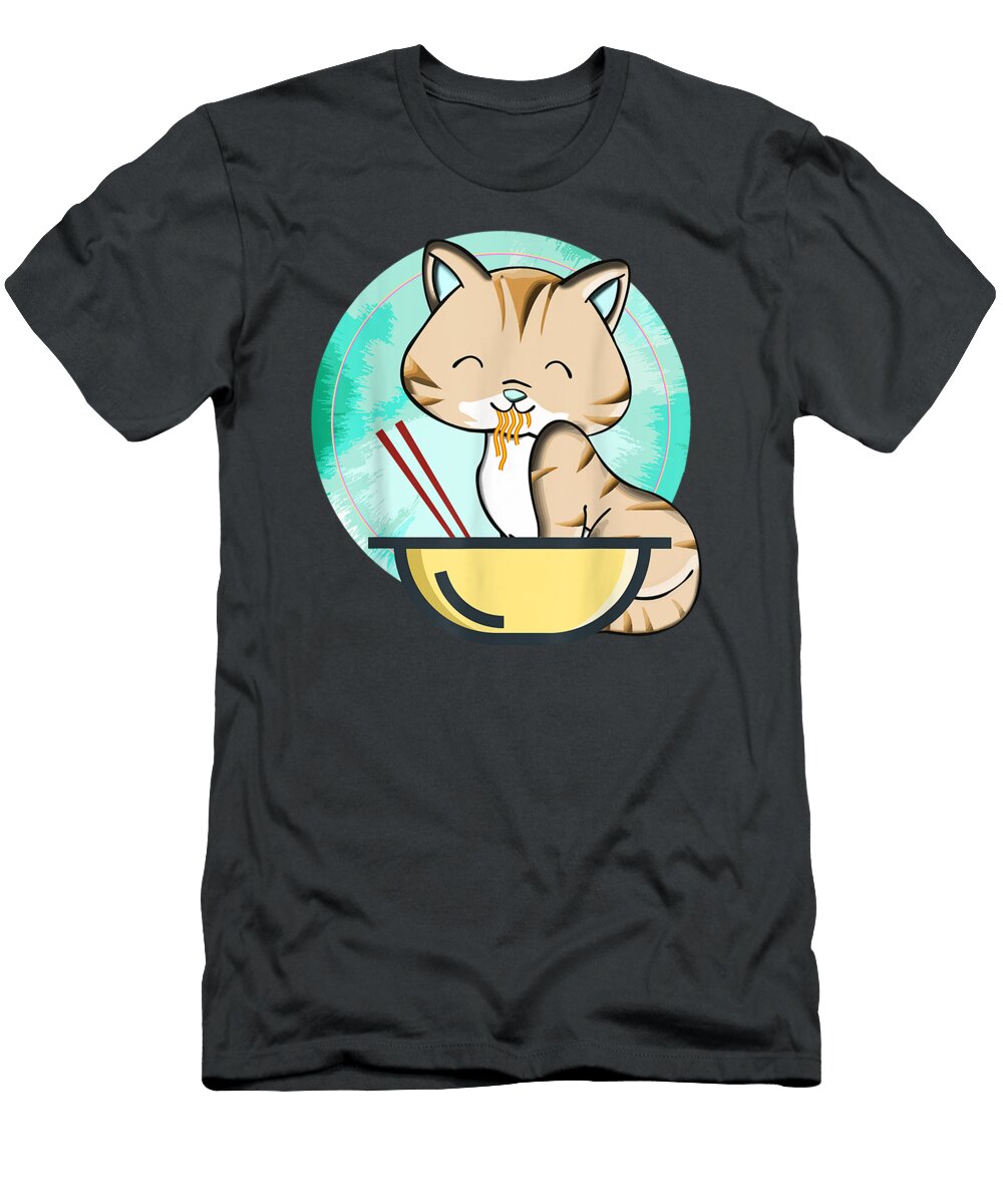 Ramen Eating Cute Happy Cat Kawaii Anime Japanese Emilp Bella T-Shirt