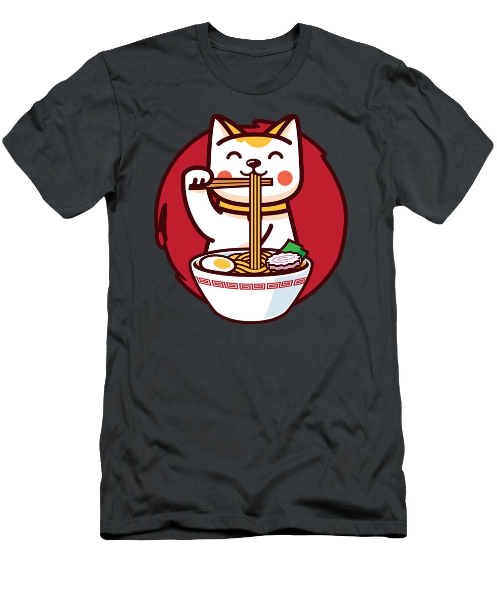 Ramen Japanese Noodles Manekineko Kawaii Anime Cat Kitty Arynu Kambe T-Shirt
