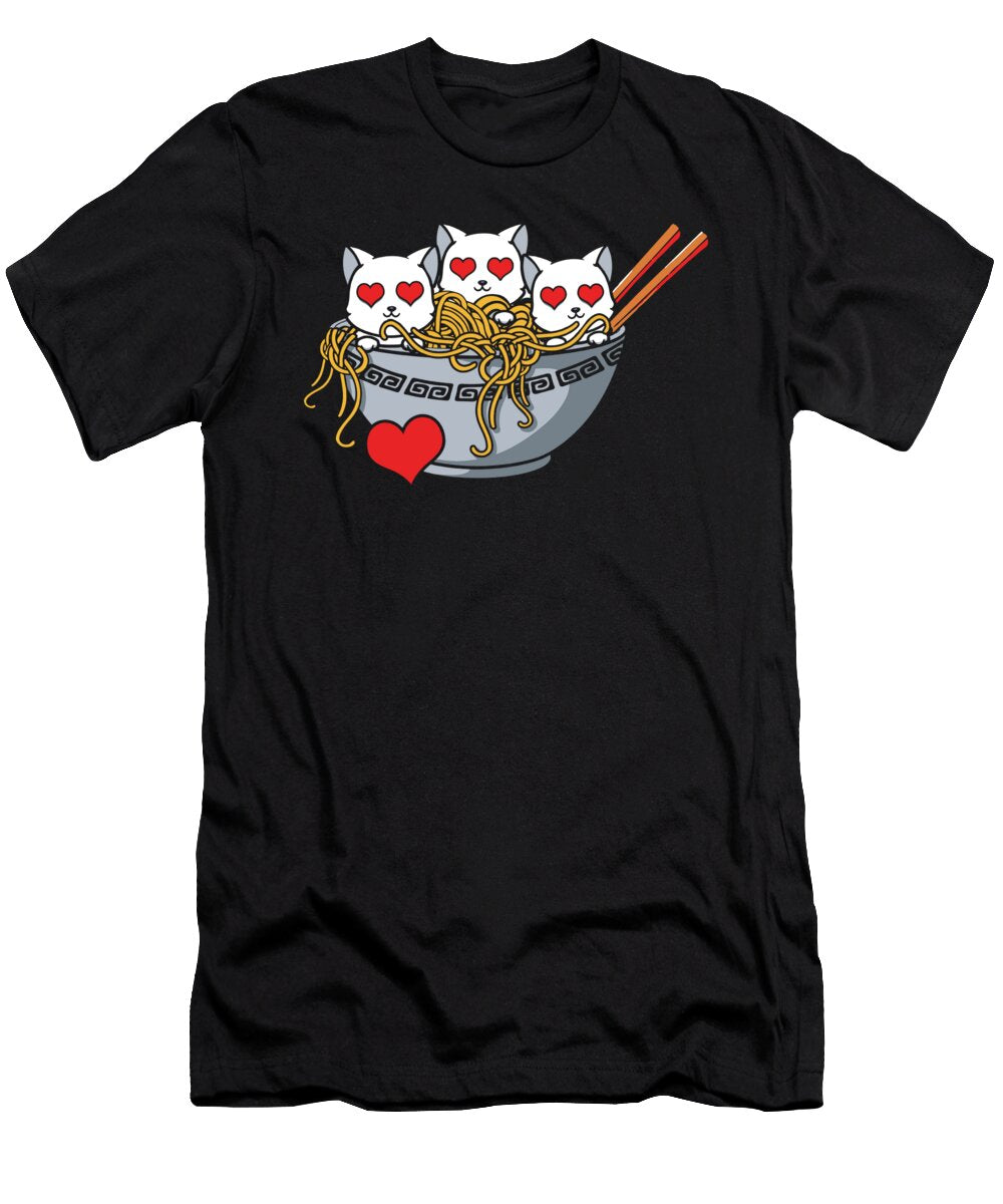 Ramen Love Cats Kawaii Lover Hearts Day Valentines Shirtom T-Shirt