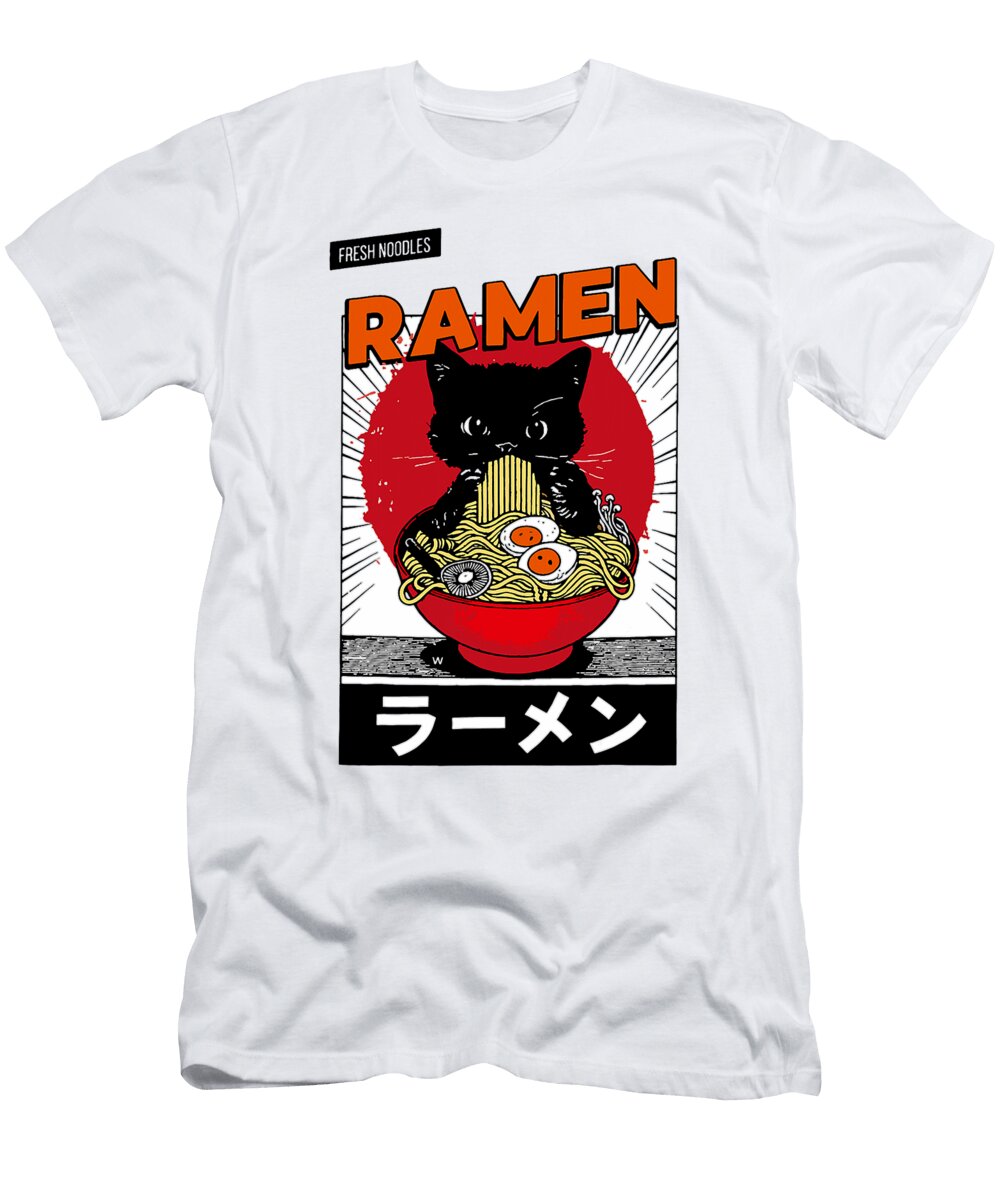 Ramen Noodles Cat Y2K Retro Anime Cat Zyneu Gangd T-Shirt