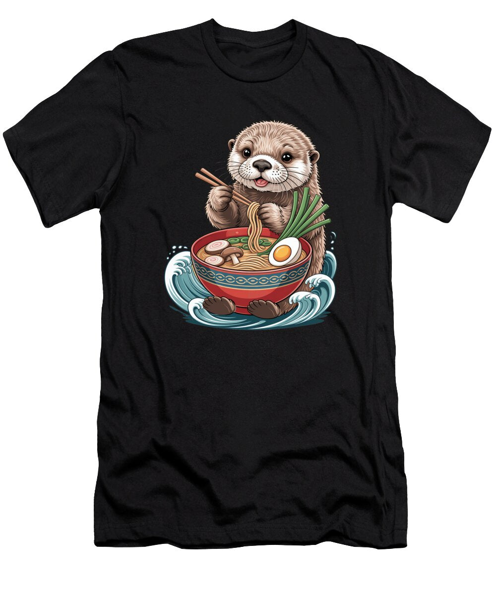 Ramen Otter Japanese Style Moon T-Shirt