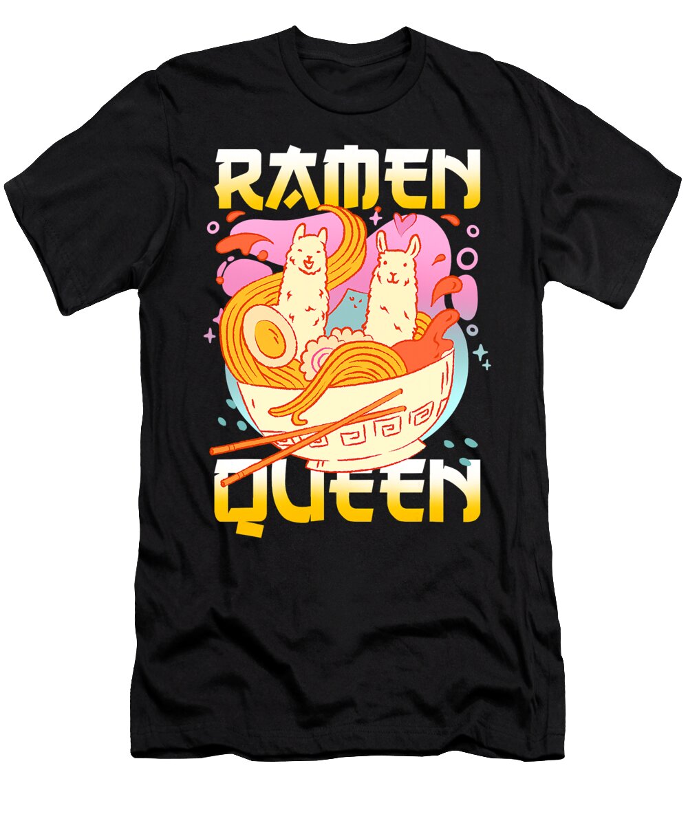 Ramen Queen with a Llama Grover Mcclure T-Shirt