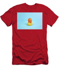 Raw Whole Egg on a Rolled Pasta Nest on Bright Blue Background Dorin Puha T-Shirt