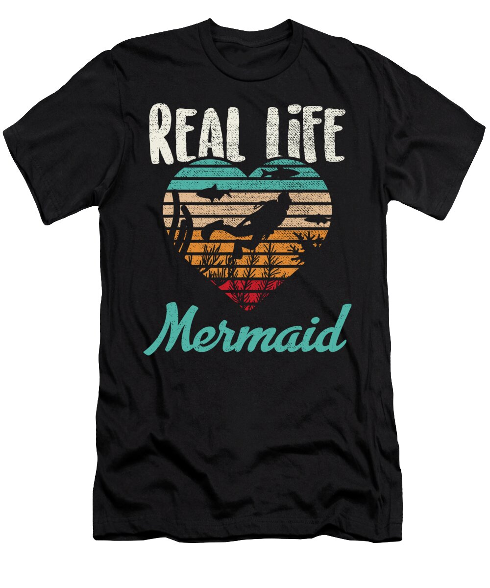 Real Life Mermaid Vintage Scuba Diver Retro Diving Snorkel 1 T-Shirt