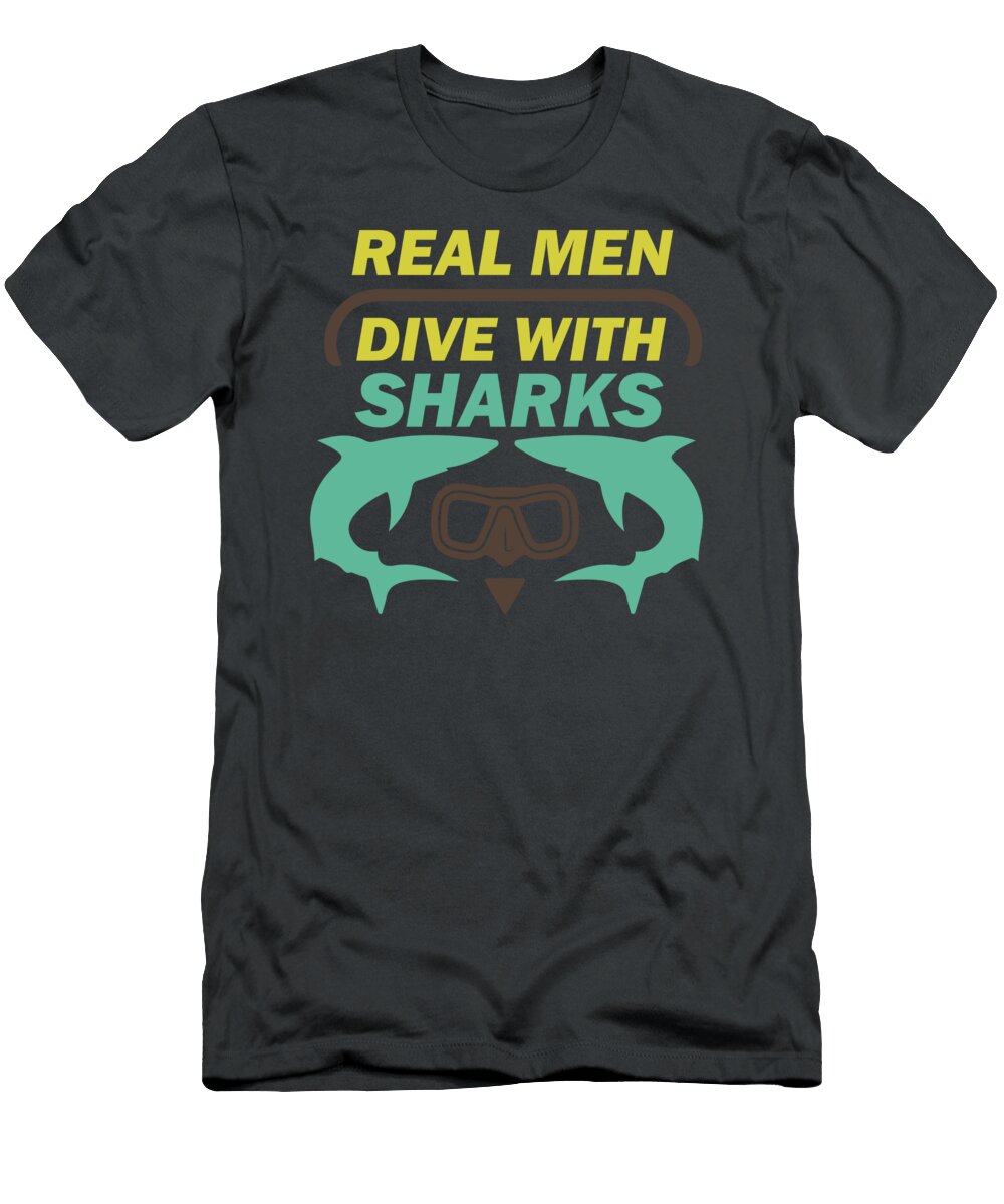 Real Men Dive with Sharks Scuba Diving for Boys Men Frogman Diver Buddy Crazy Squirrel T-Shirt