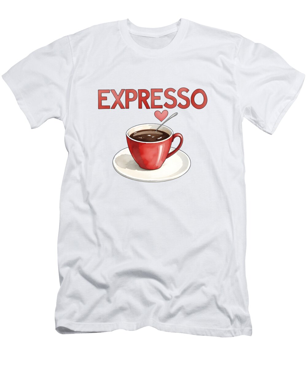 Red Coffee Cup with Heart Mounir Khalfouf T-Shirt