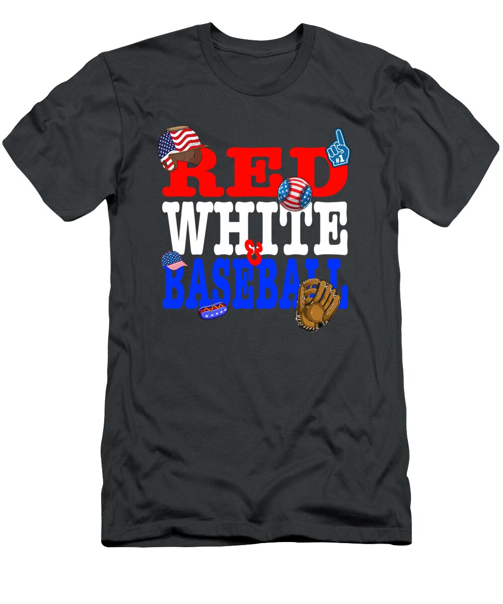 Red White and Baseball Photographic Arts and Design Studio T-Shirt