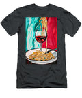Red Wine and Spaghetti Playful Noodles and Vibrant Background Olfactoart Studio T-Shirt
