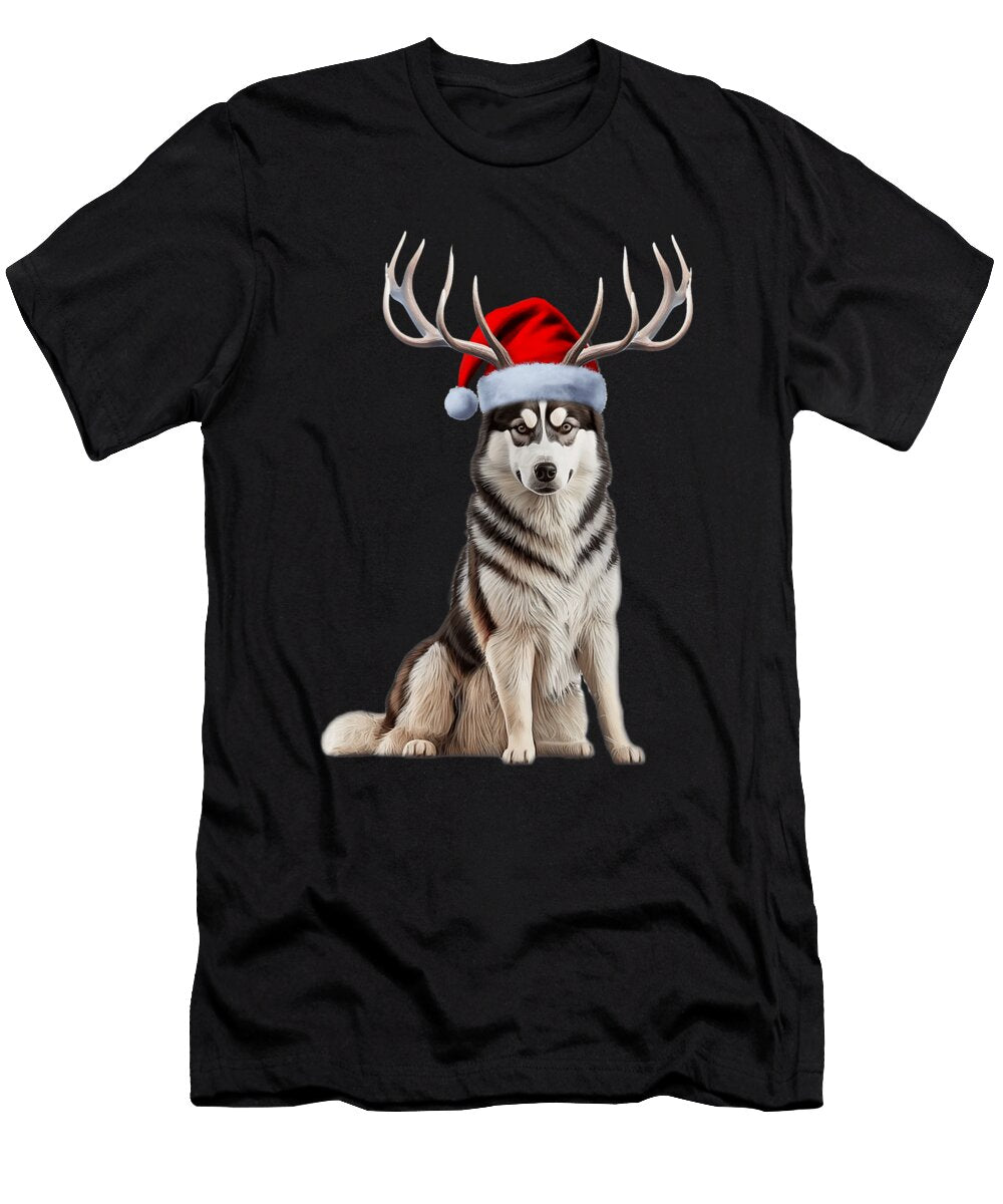 Reindeer Santa Hat Holiday Husky Christmas Zyneu Gangd T-Shirt