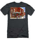 Restaurant Epicerie Jean Guy Pointe St Charles Montreal Art Verdun Scenes Montreal Winter Hockey Carole Spandau T-Shirt