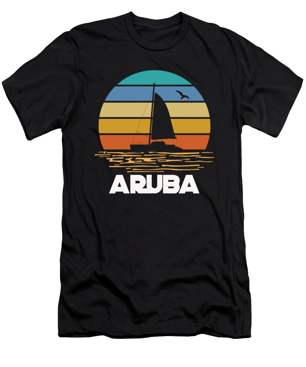 Retro Aruba Yacht Aruban Yachtsman Summer Vacation Cruise Trip Travel Gift Thomas Larch T-Shirt