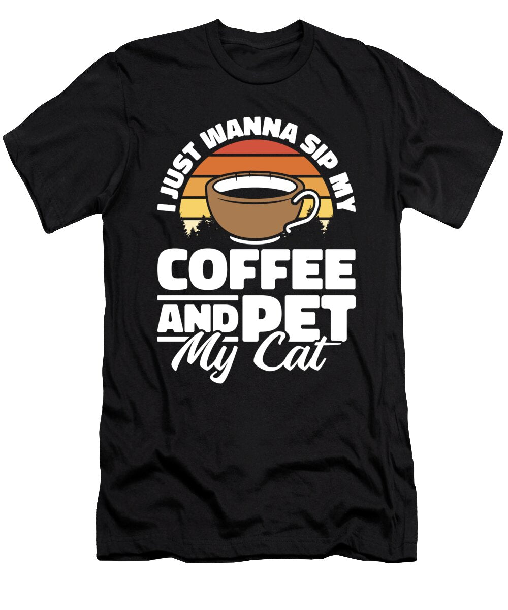 Retro Coffee Feline Roaster Barista Cafe Vintage Coffee Cat Crazy Squirrel T-Shirt