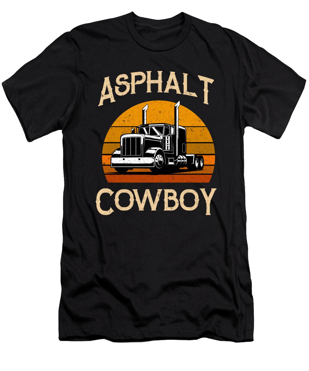 Retro Highway Trucker Road Truck Driver Asphalt Cowboy Thomas Larch T-Shirt