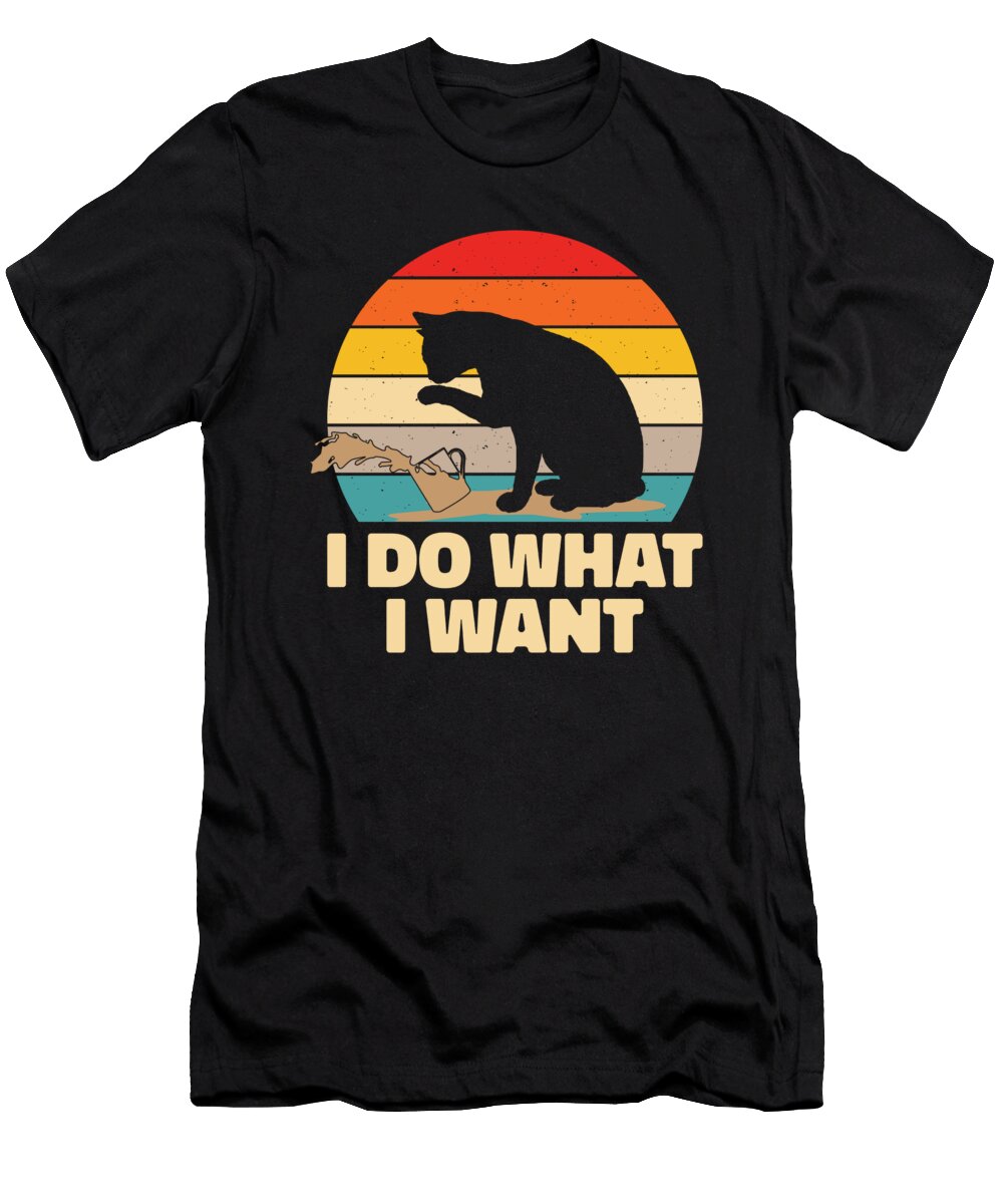 Retro I Do What I Want Retro Cafe Vintage Coffee Cat Crazy Squirrel T-Shirt