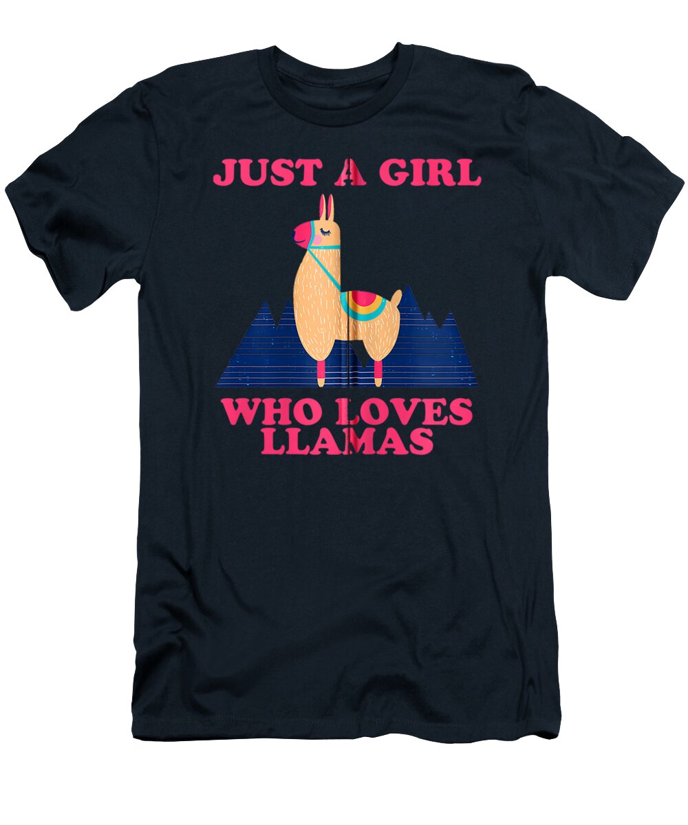 Retro Just a Girl Who Loves Llamas Llama Alpaca Lover Mohamw Alina T-Shirt