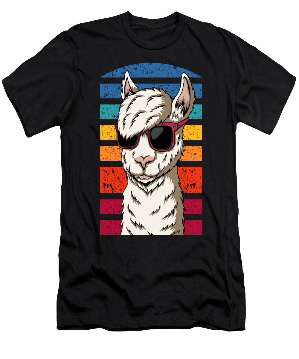 Retro Llama Eyeglasses Hipster Style Colorful Sweet Birdie Studio T-Shirt
