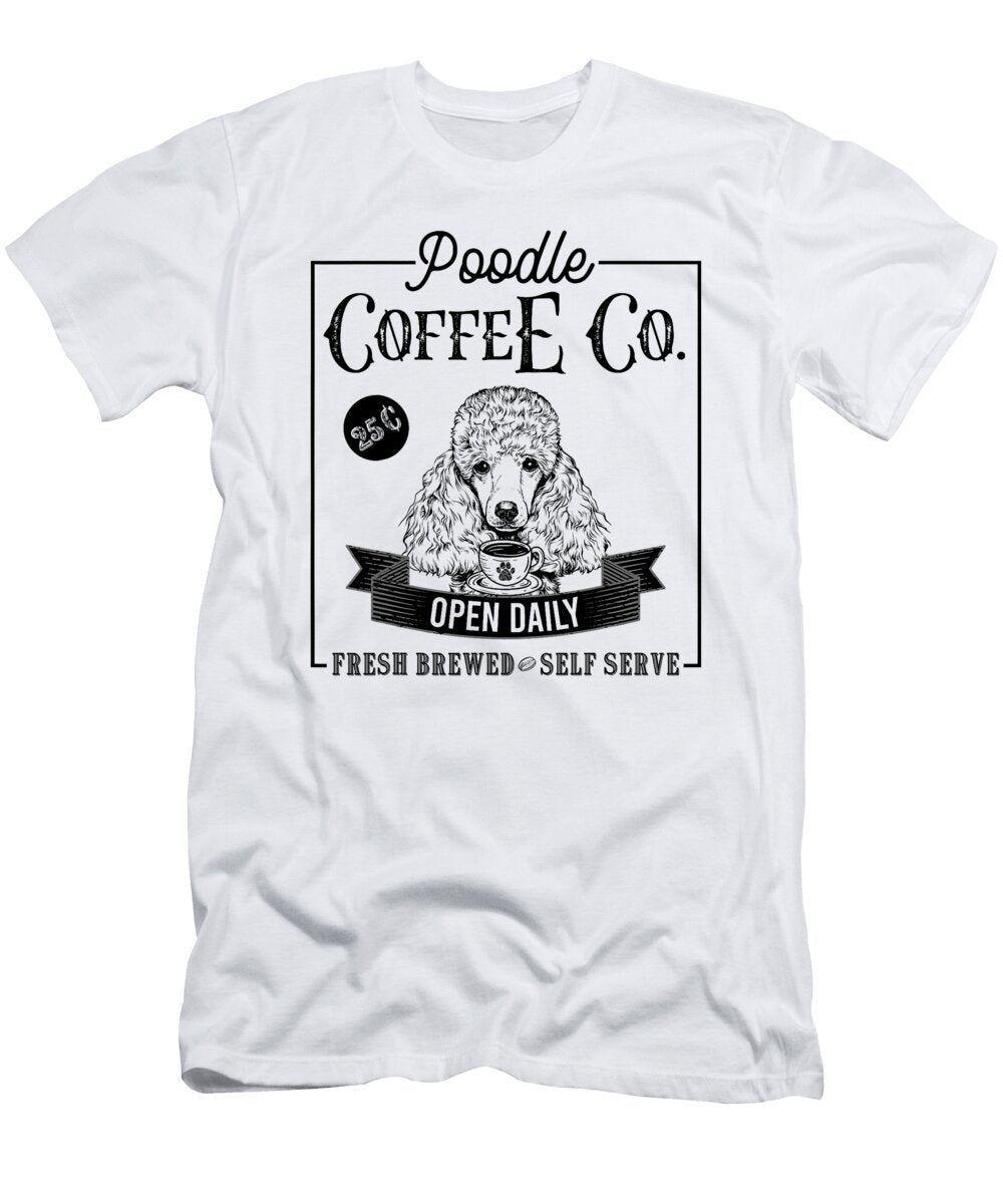 Retro Poodle Coffee Funny Dog Mom Coffee Lover Studi Alex T-Shirt