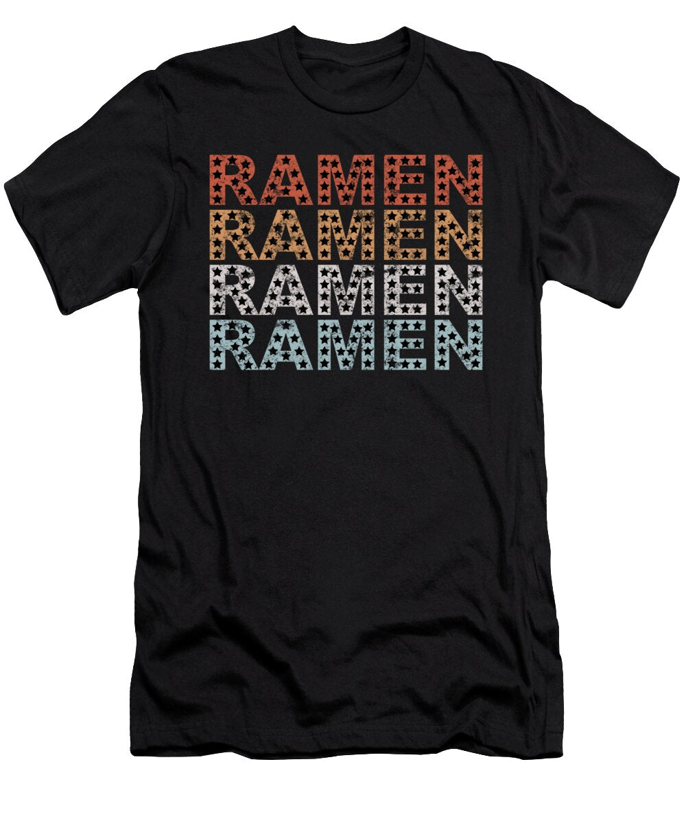 Retro Stars Distressed Vintage Ramen Noodle Orange Pieces T-Shirt