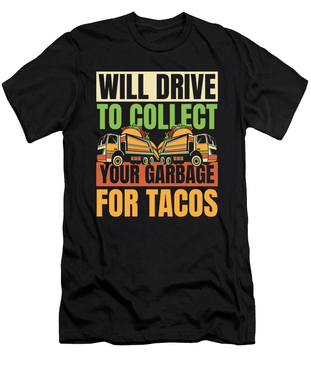 Retro Truck Driver Tacos Trucker Rig Vintage Garbage Truck Crazy Squirrel T-Shirt