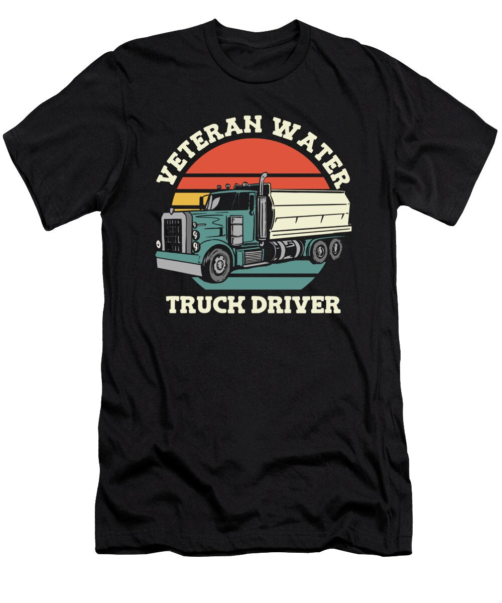 Retro Truck Driver Trucking Rig Vintage Water Truck Driver Crazy Squirrel T-Shirt