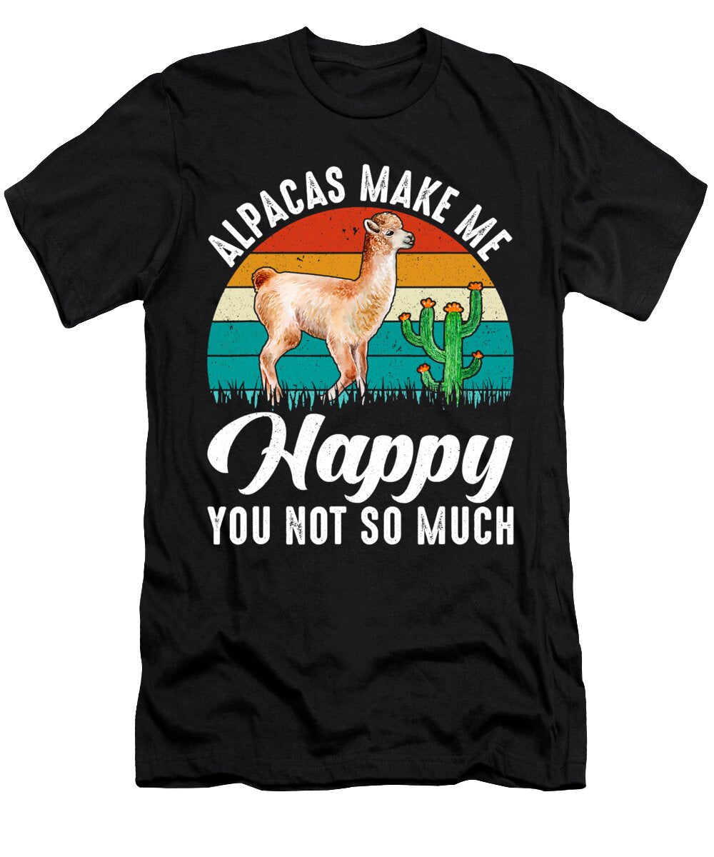 Retro Vintage Alpaca Makes More Happy Funny Llama Lover Grover Mcclure T-Shirt