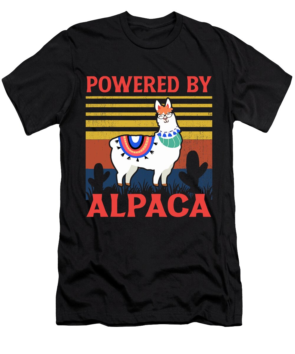 Retro Vintage Style Powered By Alpaca Alpaca Llama Lover Grover Mcclure T-Shirt