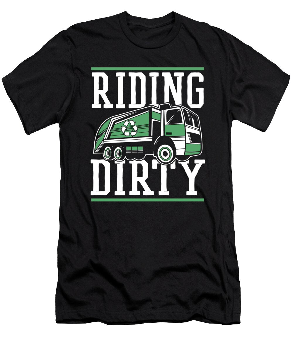 Riding Dirty Driver Trucking Trucker Rig Garbage Truck Crazy Squirrel T-Shirt