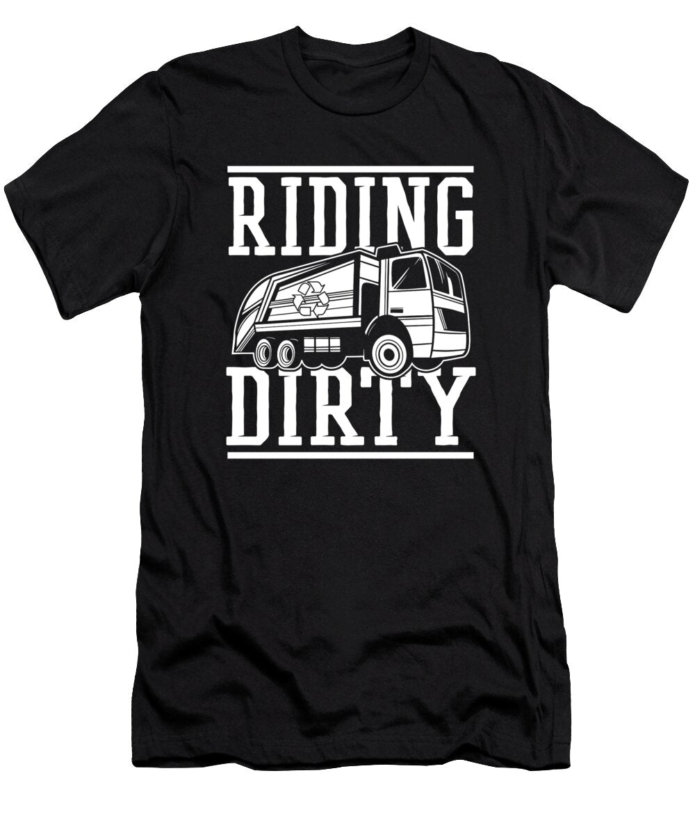 Riding Dirty Rider Trucking Rig Driver Garbage Truck Crazy Squirrel T-Shirt