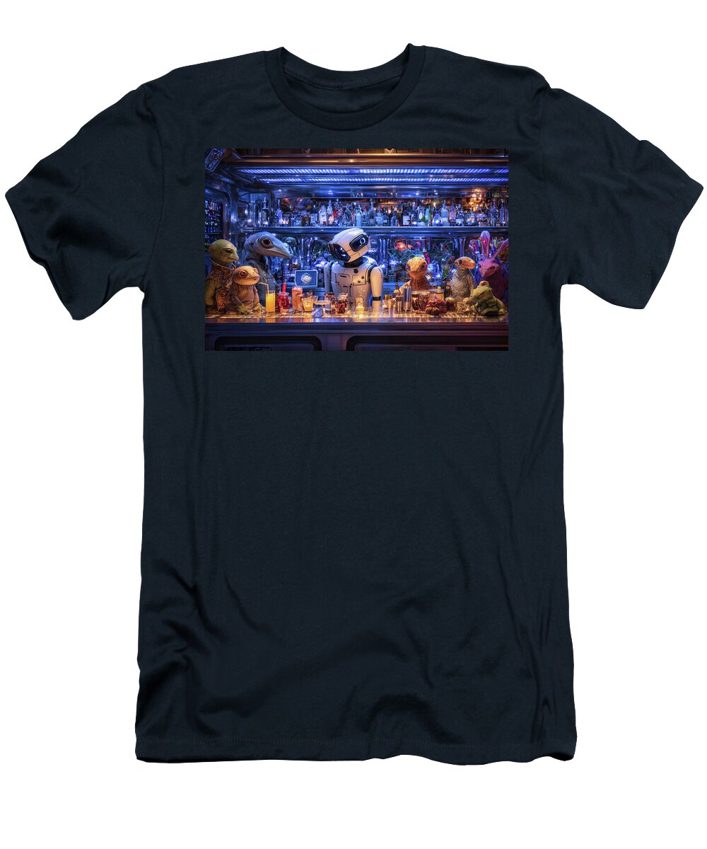 Robot Bartender At Alien Bar Garry Gay T-Shirt
