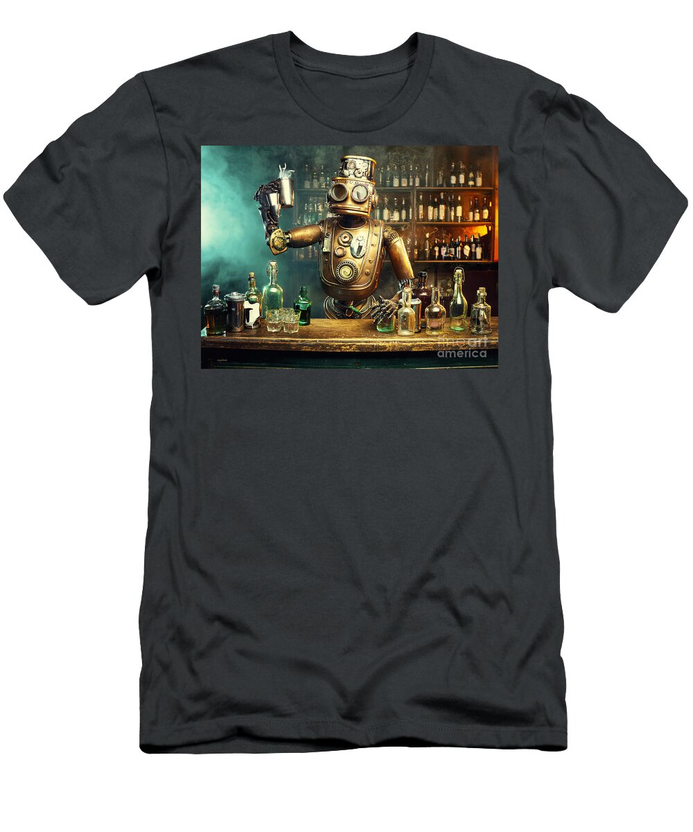 Robot Bartender Whats Your Poison Mister 20250424 V34 Wingsdomain Art and Photography T-Shirt