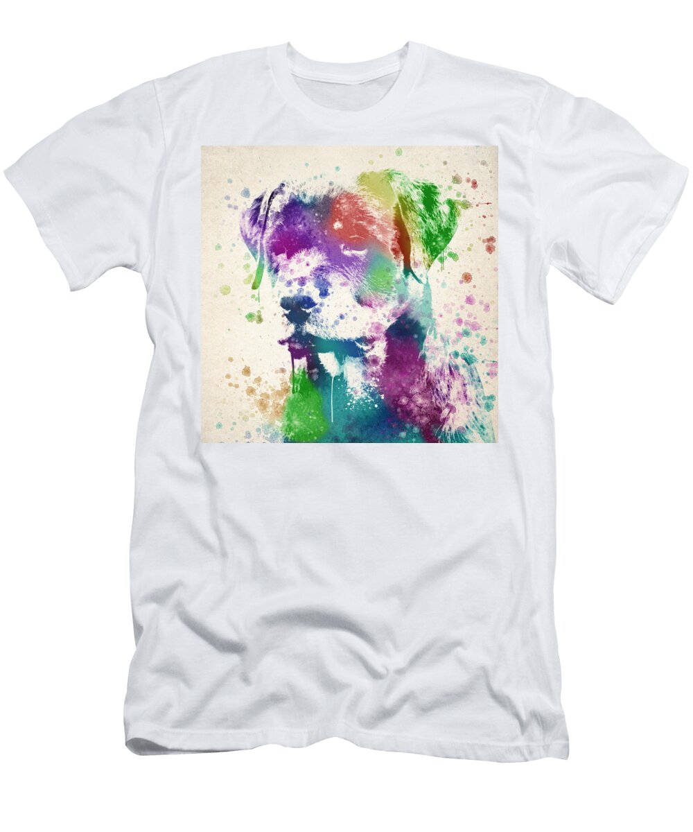 Rottweiler Splash Aged Pixel T-Shirt